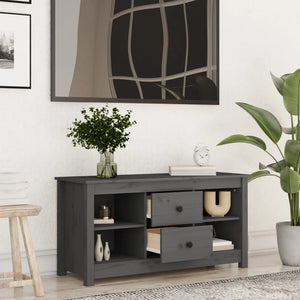 Mobile Porta TV Grigio 103x36,5x52 cm in Legno Massello di Pino 814571