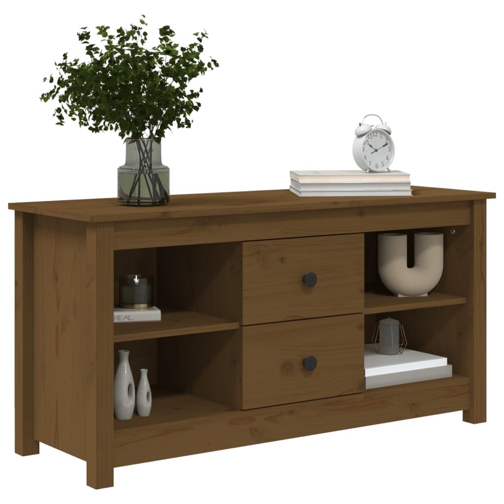 Mobile Porta TV-Mobile per TV-Credenza TV Ambra 103x36,5x52 cm in Legno Massello di Pino 917190