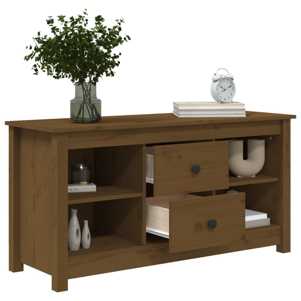 Mobile Porta TV-Mobile per TV-Credenza TV Ambra 103x36,5x52 cm in Legno Massello di Pino 917190