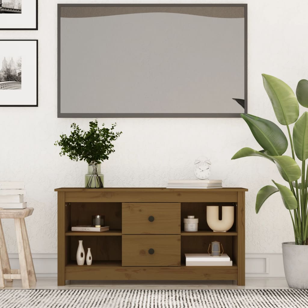 Mobile Porta TV Ambra 103x36,5x52 cm in Legno Massello di Pino 814572