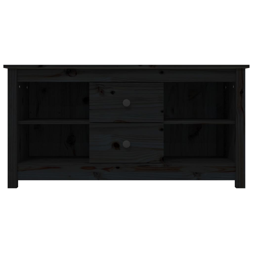 Mobile Porta TV Nero 103x36,5x52 cm in Legno Massello di Pino 814573