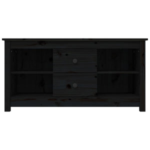 Mobile Porta TV Nero 103x36,5x52 cm in Legno Massello di Pino 814573