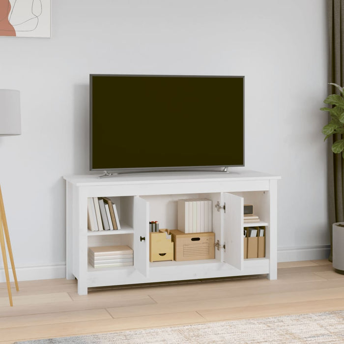 Mobile Porta TV Bianco 103x36,5x52 cm in Legno Massello di Pino cod mxl 27628