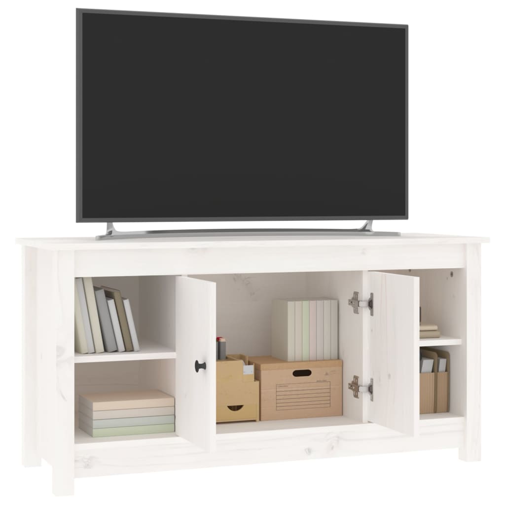 Mobile Porta TV Bianco 103x36,5x52 cm in Legno Massello di Pino cod mxl 27628