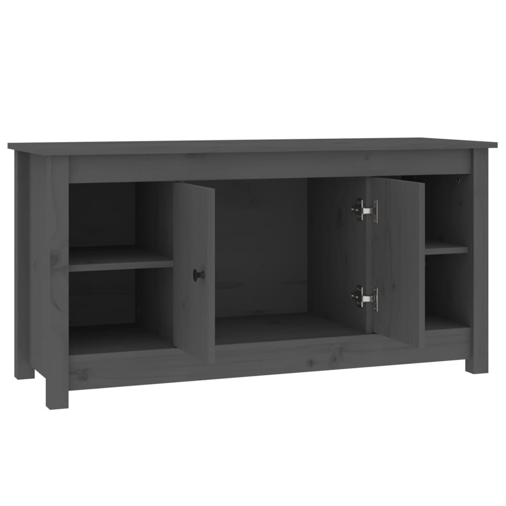 Mobile Porta TV Grigio 103x36,5x52 cm in Legno Massello di Pino 814576