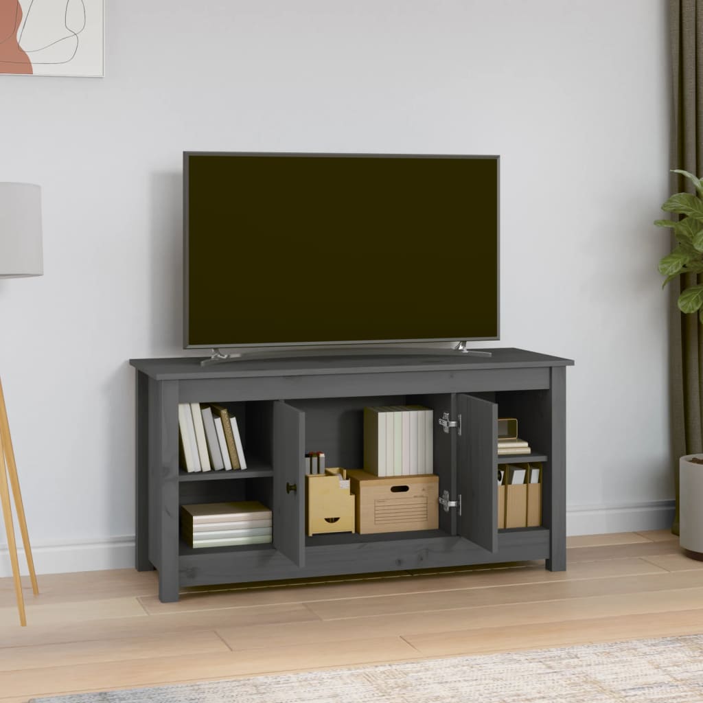 Mobile Porta TV Grigio 103x36,5x52 cm in Legno Massello di Pino 814576