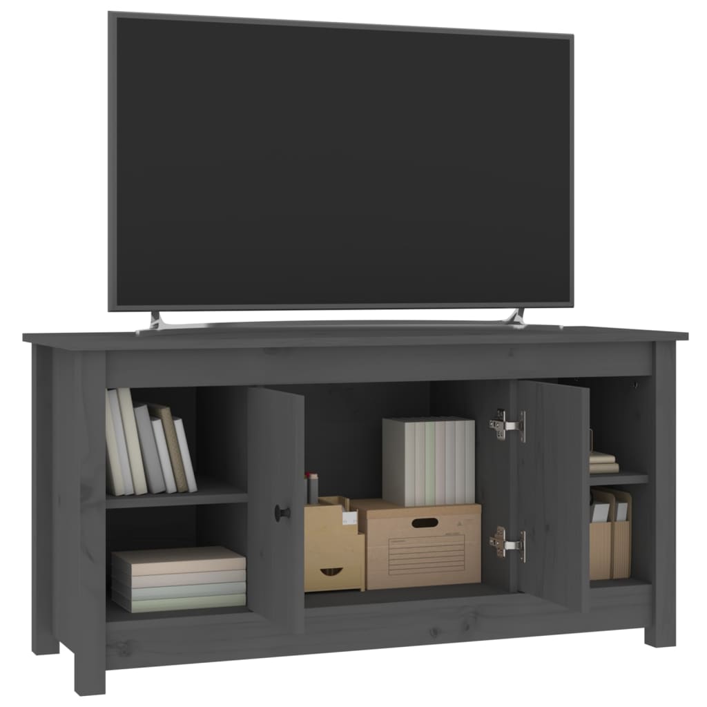 Mobile Porta TV Grigio 103x36,5x52 cm in Legno Massello di Pino 814576