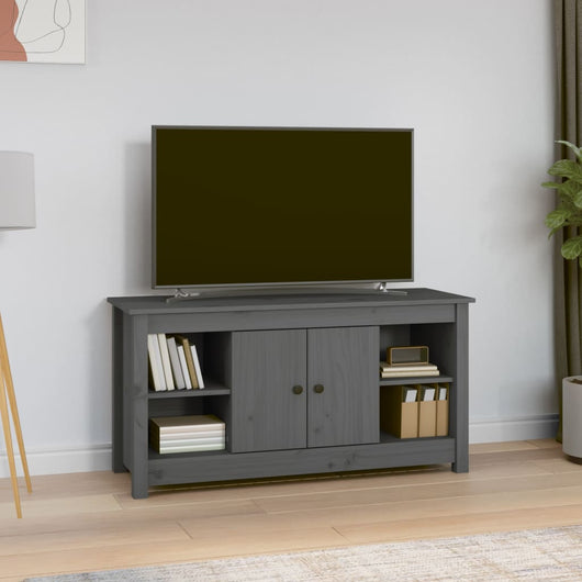 Mobile Porta TV Grigio 103x36,5x52 cm in Legno Massello di Pino 814576