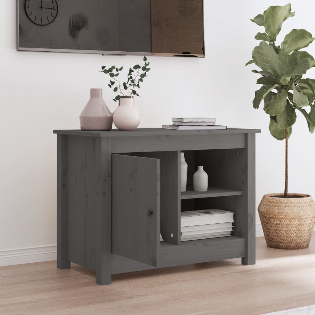 Mobile Porta TV Grigio 70x36,5x52 cm in Legno Massello di Pino 814581
