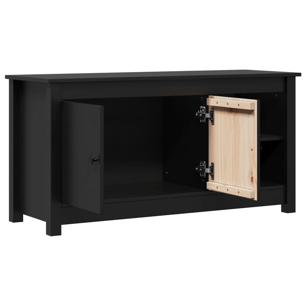 Mobile Porta TV Nero 103x36,5x52 cm in Legno Massello di Pino 814593