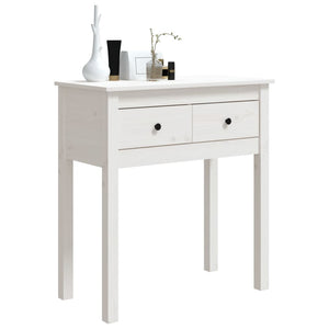 Tavolo Consolle Bianco 70x35x75 cm in Legno Massello di Pino cod mxl 12608