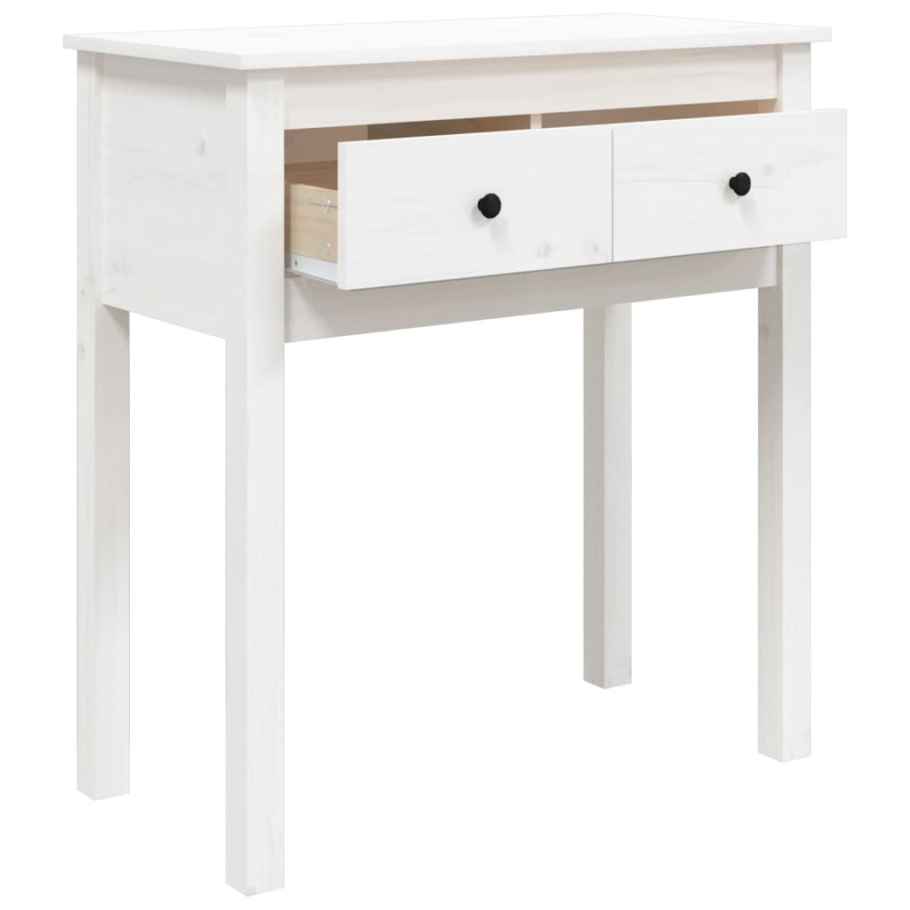 Tavolo Consolle Bianco 70x35x75 cm in Legno Massello di Pino cod mxl 12608