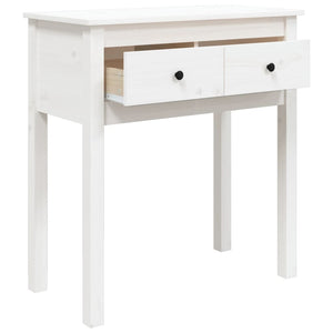 Tavolo Consolle Bianco 70x35x75 cm in Legno Massello di Pino cod mxl 12608