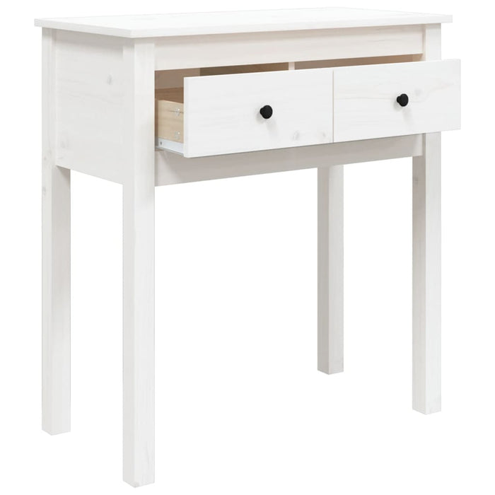 Tavolo Consolle Bianco 70x35x75 cm in Legno Massello di Pino cod mxl 12608