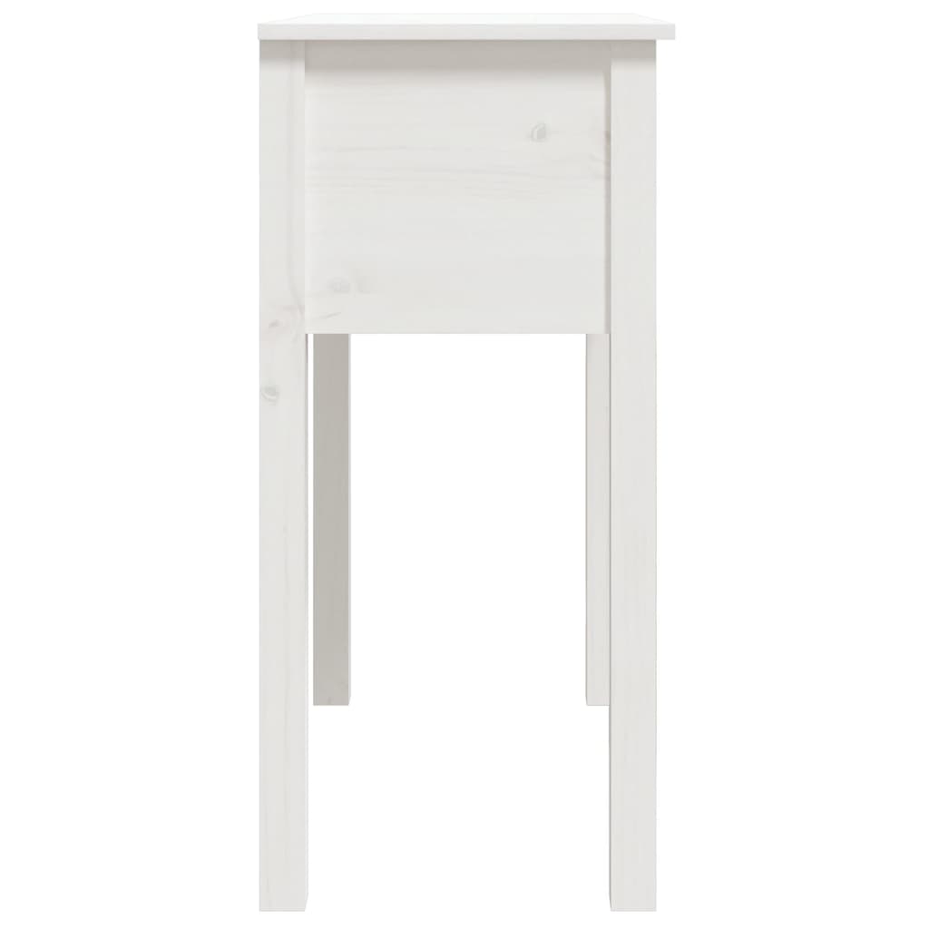 Tavolo Consolle Bianco 70x35x75 cm in Legno Massello di Pino cod mxl 12608