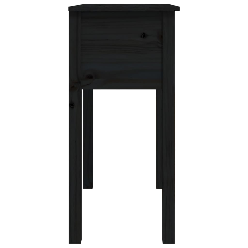 Tavolo Consolle Nero 70x35x75 cm in Legno Massello di Pino 814613