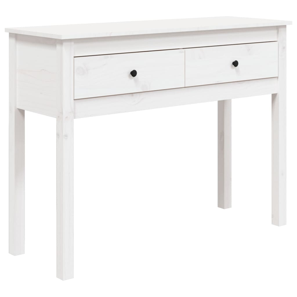 Tavolo Consolle Bianco 100x35x75 cm in Legno Massello di Pino 814615
