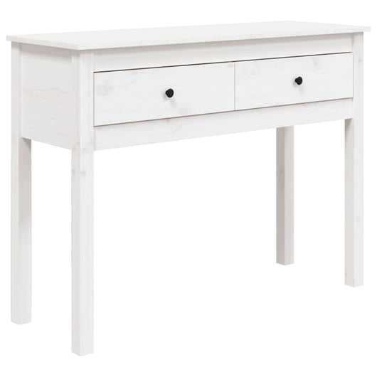 Tavolo Consolle Bianco 100x35x75 cm in Legno Massello di Pino 814615