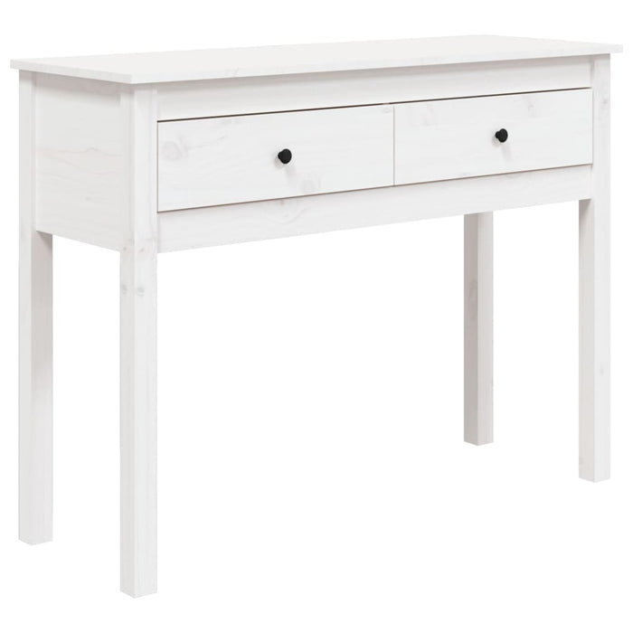 Tavolo Consolle Bianco 100x35x75 cm in Legno Massello di Pino 814615