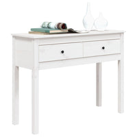 Tavolo Consolle Bianco 100x35x75 cm in Legno Massello di Pino 814615