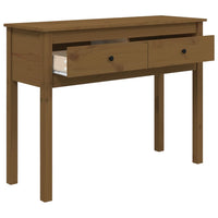 Tavolo Consolle Ambrato 100x35x75 cm in Legno Massello di Pino 814617