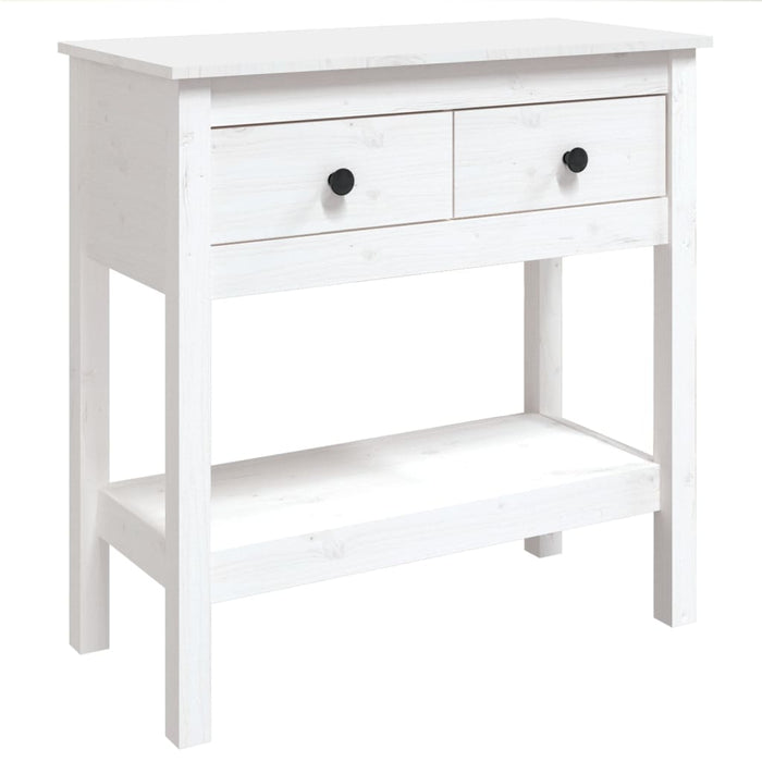 Tavolo Consolle Bianco 75x35x75 cm in Legno Massello di Pino cod mxl 14825