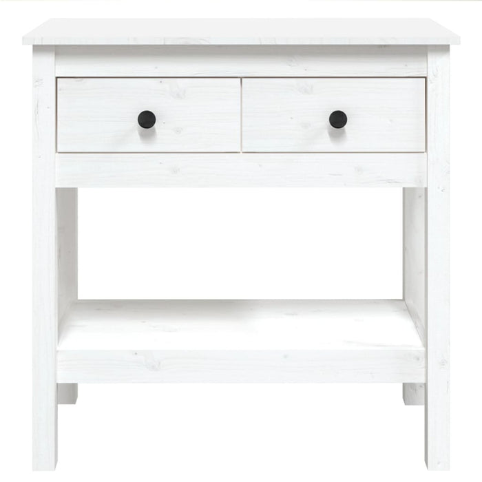 Tavolo Consolle Bianco 75x35x75 cm in Legno Massello di Pino cod mxl 14825