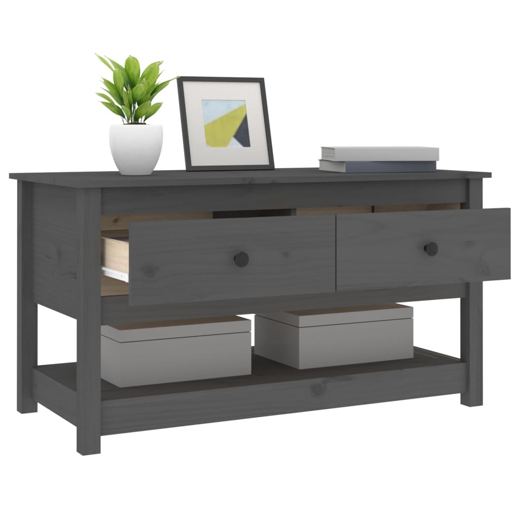 Tavolino da Salotto Grigio 102x49x55 cm Legno Massello di Pino 820923