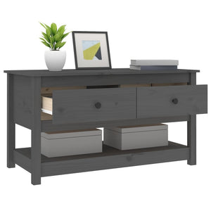 Tavolino da Salotto Grigio 102x49x55 cm Legno Massello di Pino 820923