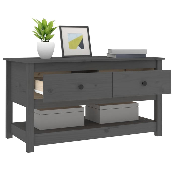 Tavolino da Salotto Grigio 102x49x55 cm Legno Massello di Pino 820923