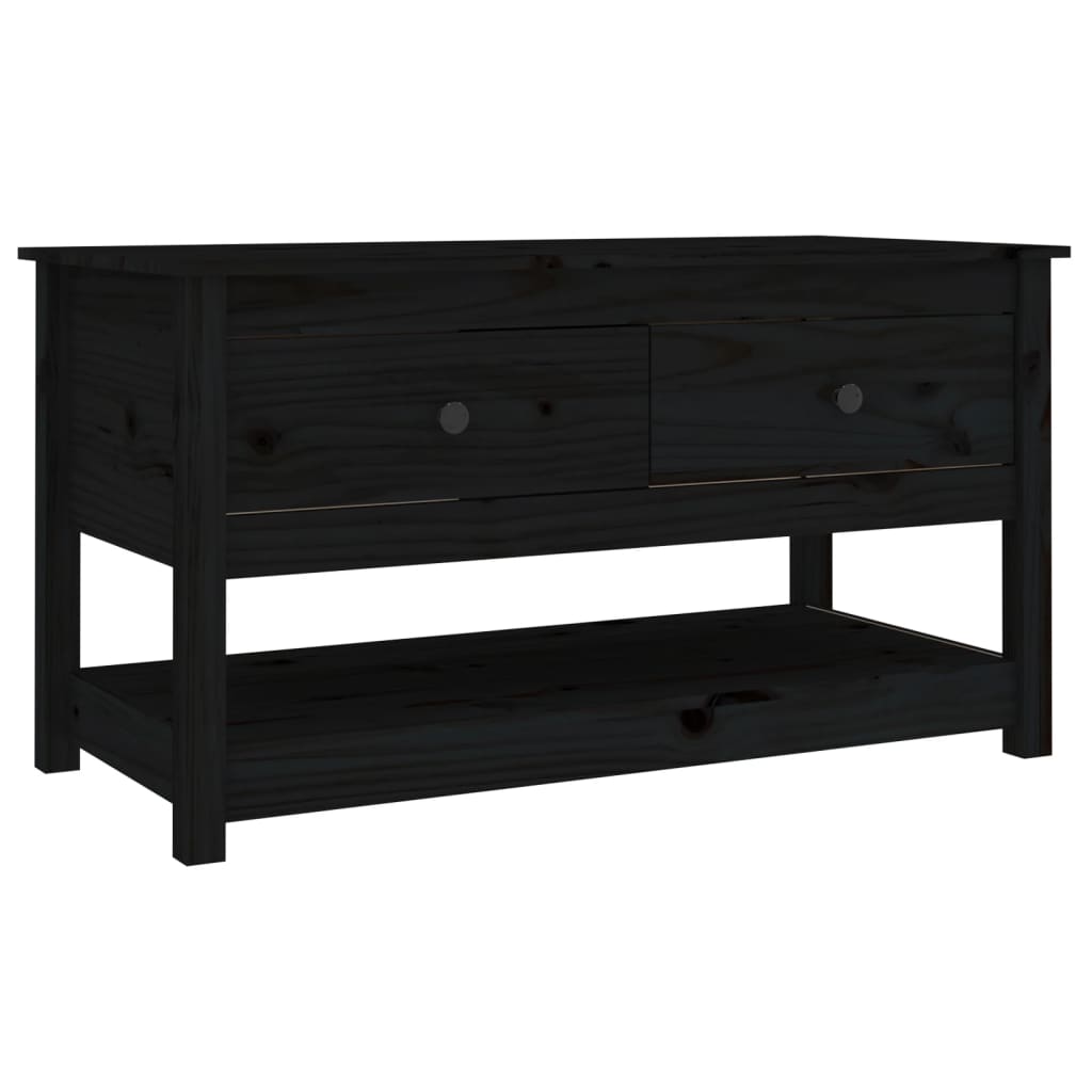 Tavolino da Salotto Nero 102x49x55 cm in Legno Massello di Pino 820925