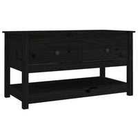 Tavolino da Salotto Nero 102x49x55 cm in Legno Massello di Pino 820925