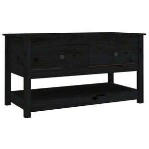 Tavolino da Salotto Nero 102x49x55 cm in Legno Massello di Pino 820925