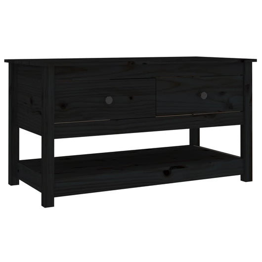 Tavolino da Salotto Nero 102x49x55 cm in Legno Massello di Pino 820925