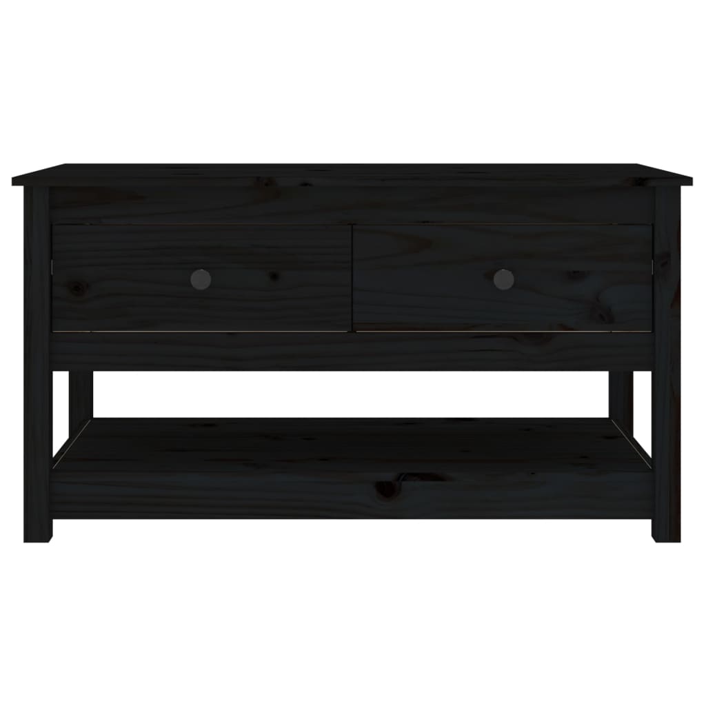 Tavolino da Salotto Nero 102x49x55 cm in Legno Massello di Pino 820925