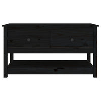 Tavolino da Salotto Nero 102x49x55 cm in Legno Massello di Pino 820925