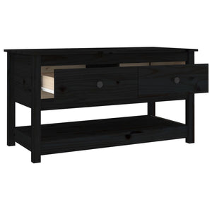 Tavolino da Salotto Nero 102x49x55 cm in Legno Massello di Pino 820925