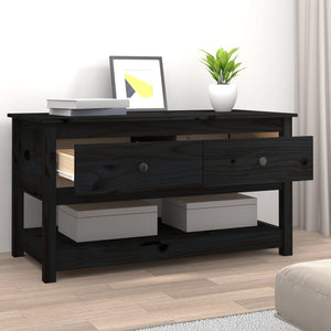 Tavolino da Salotto Nero 102x49x55 cm in Legno Massello di Pino 820925