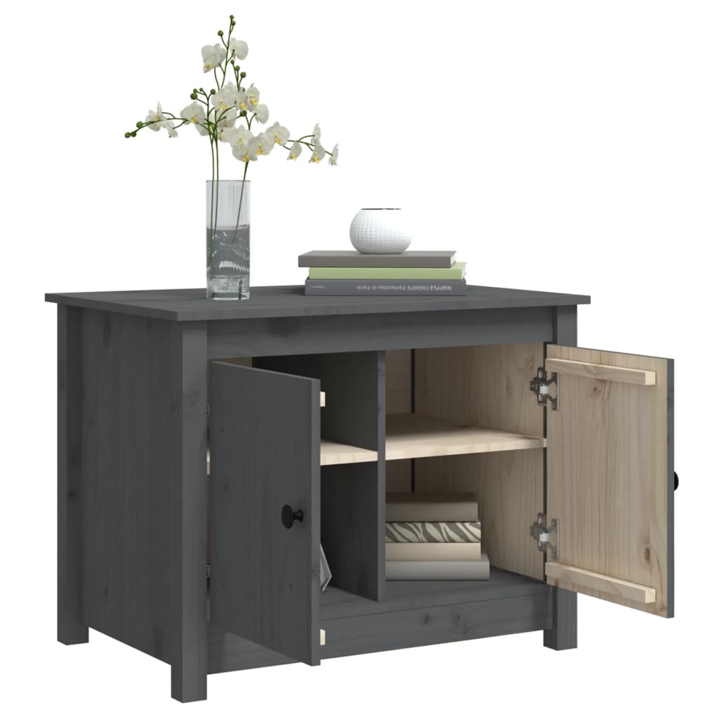 Tavolino da Salotto Grigio 71x49x55 cm Legno Massello di Pino cod mxl 26970