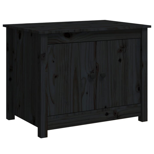 Tavolino da Salotto Nero 71x49x55cm in Legno Massello di Pino 820930