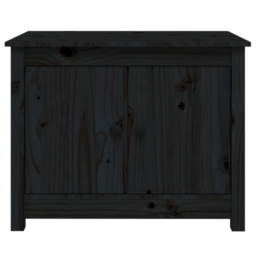 Tavolino da Salotto Nero 71x49x55 cm in Legno Massello di Pino