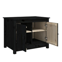 Tavolino da Salotto Nero 71x49x55 cm in Legno Massello di Pino