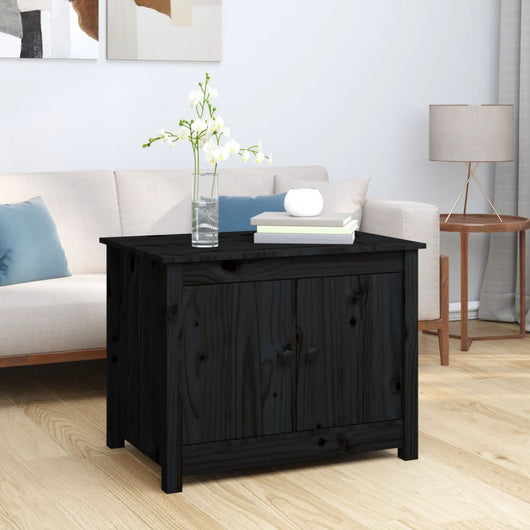 Tavolino da Salotto Nero 71x49x55cm in Legno Massello di Pino 820930