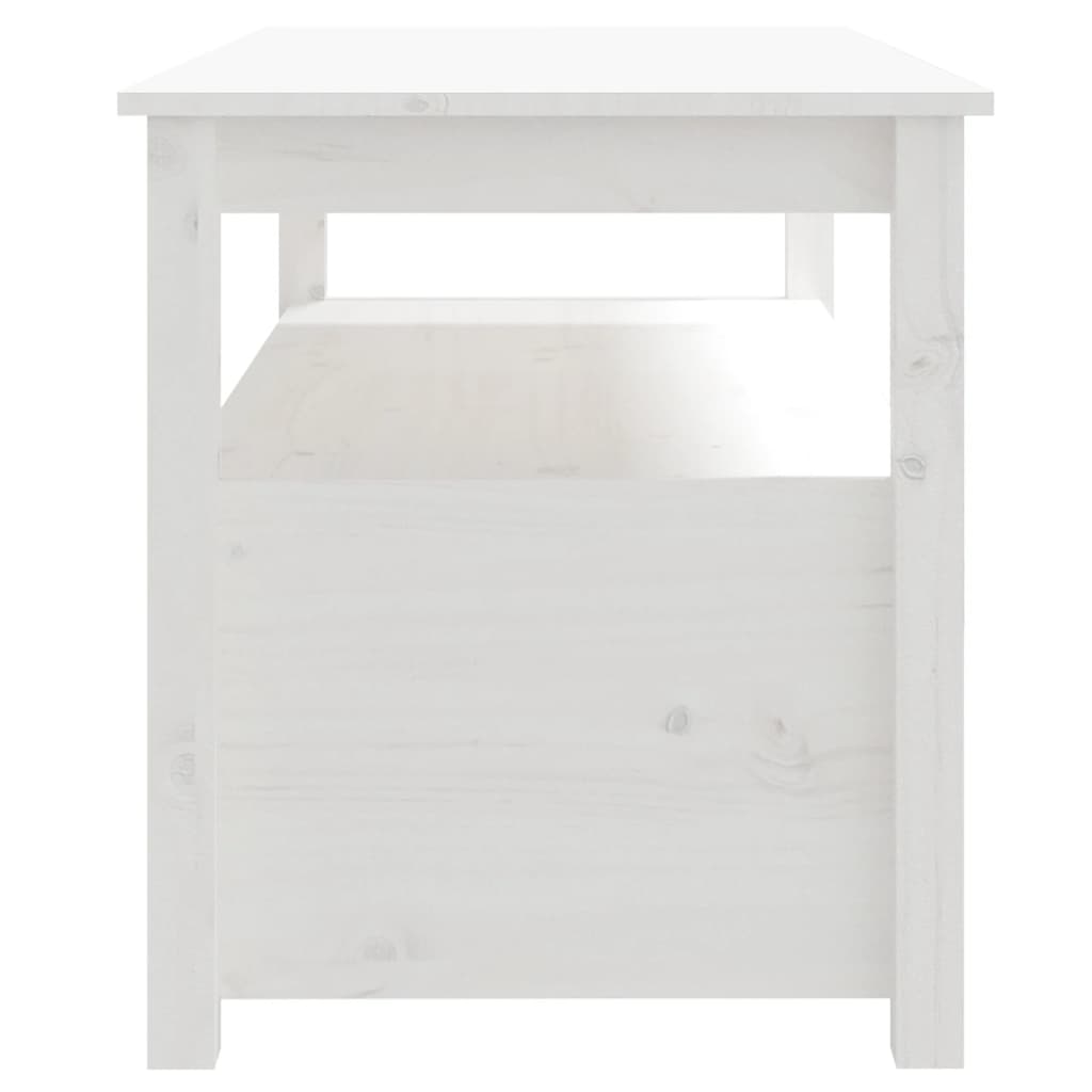 Tavolino da Salotto Bianco 102x49x55 cm Legno Massello di Pino 820932