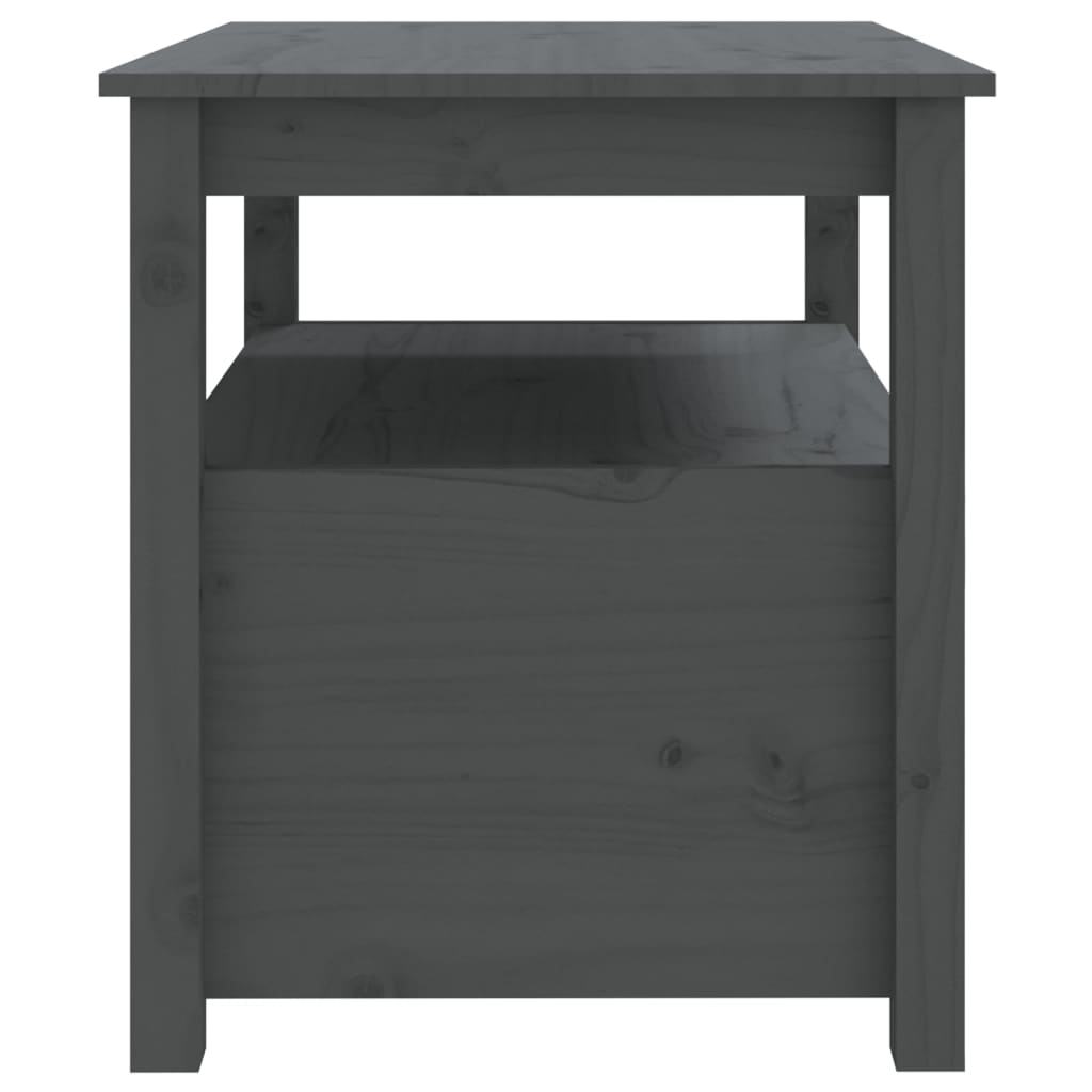 Tavolino da Salotto Grigio 71x49x55cm in Legno Massello di Pino 820938