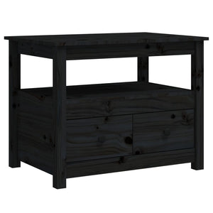 Tavolino da Salotto Nero 71x49x55 cm in Legno Massello di Pino cod mxl 26884