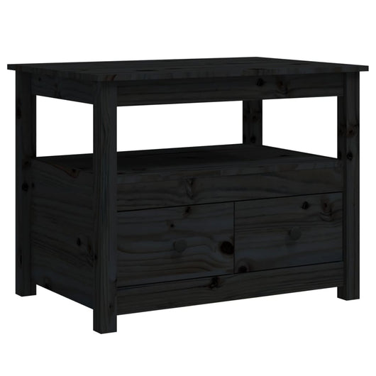 Tavolino da Salotto Nero 71x49x55 cm in Legno Massello di Pino cod mxl 26884