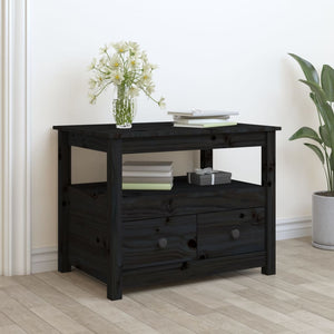 Tavolino da Salotto Nero 71x49x55 cm in Legno Massello di Pino cod mxl 26884