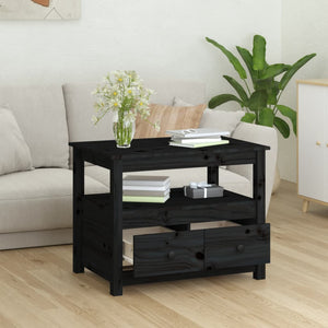 Tavolino da Salotto Nero 71x49x55 cm in Legno Massello di Pino cod mxl 26884