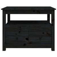 Tavolino da Salotto Nero 71x49x55 cm in Legno Massello di Pino cod mxl 26884